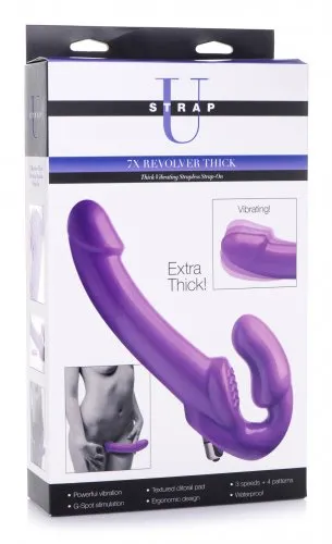 Strap U 7x Revolver Thick Vibrating Strapless Strap-on Purple | XR Brands Female Sex Toys