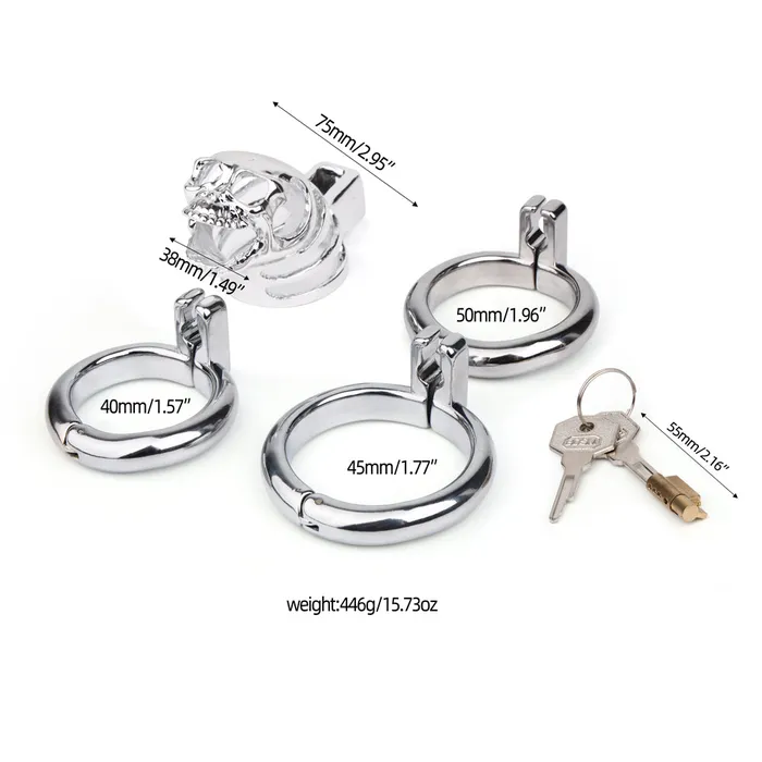 Brutus Male Sex Toys | Brutus - Kuisheidskooi - Peniskooi - Verstelbare Cockringen - GOTH - Steel Chastity Cage