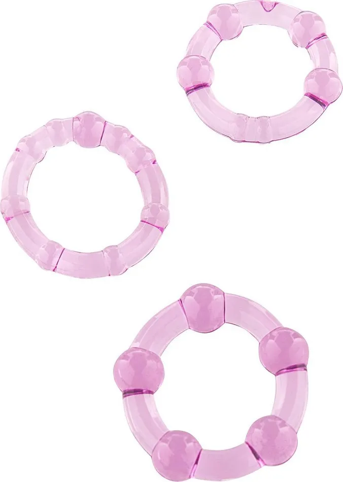 Dildos Erotiekvoordeelnl Stay Hard Cockringen Set Jelly Rekbaar 3 stuks Roze Transparant