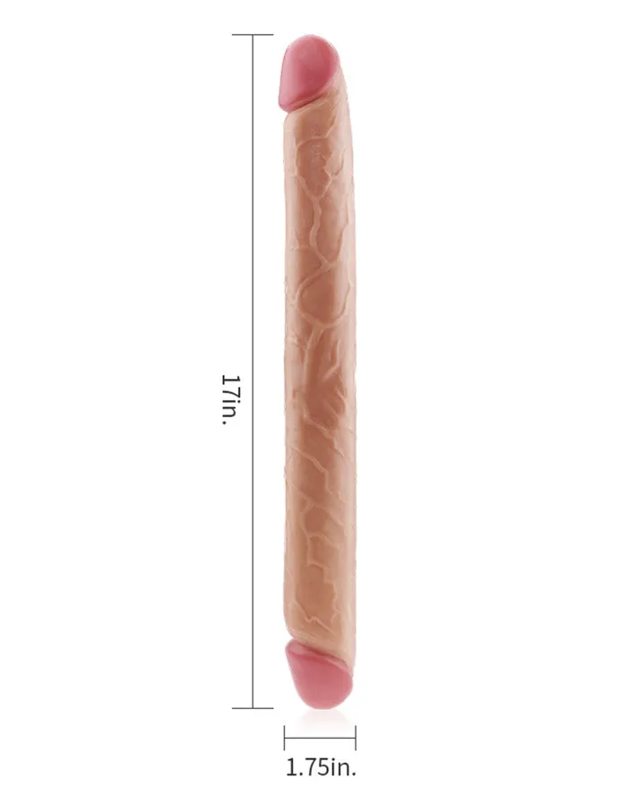 Lovetoy Lovetoy - Kingsize Slim Ultra Dubbele Dildo 45 cm - Lichte Huidskleur | Female Sex Toys