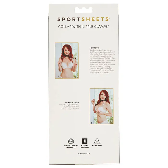 SportSheet Collar with Nipple Clamps | Sportsheets Female Sex Toys