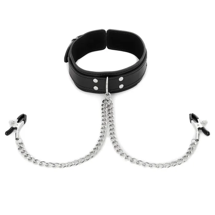 SportSheet Collar with Nipple Clamps | Sportsheets Female Sex Toys