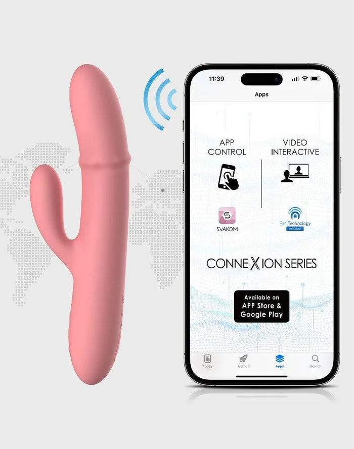 Svakom - Mora Neo - Interactieve Rabbit Vibrator met stotende kralen-ring - App Control - Roze | SVAKOM Female Sex Toys