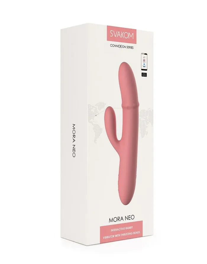 Svakom - Mora Neo - Interactieve Rabbit Vibrator met stotende kralen-ring - App Control - Roze | SVAKOM Female Sex Toys