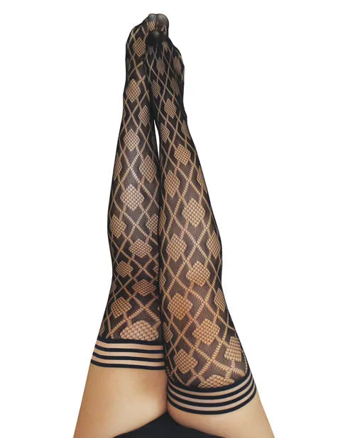 Anal Kixies INC Kixies Elle Fishnet Diamond Thigh High Black