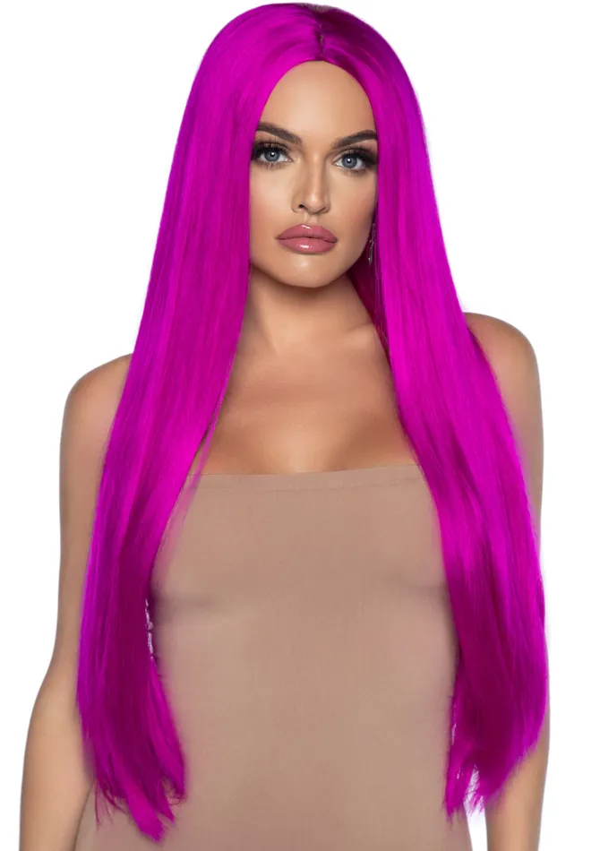 Anal Leg Avenue 33 Inch Long Straight Center Part Wig Raspberry