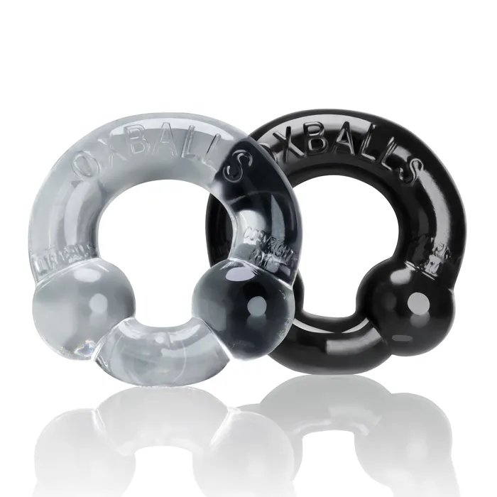 Anal Oxballs Ultraballs 2 Piece Cockring Set Black Clear