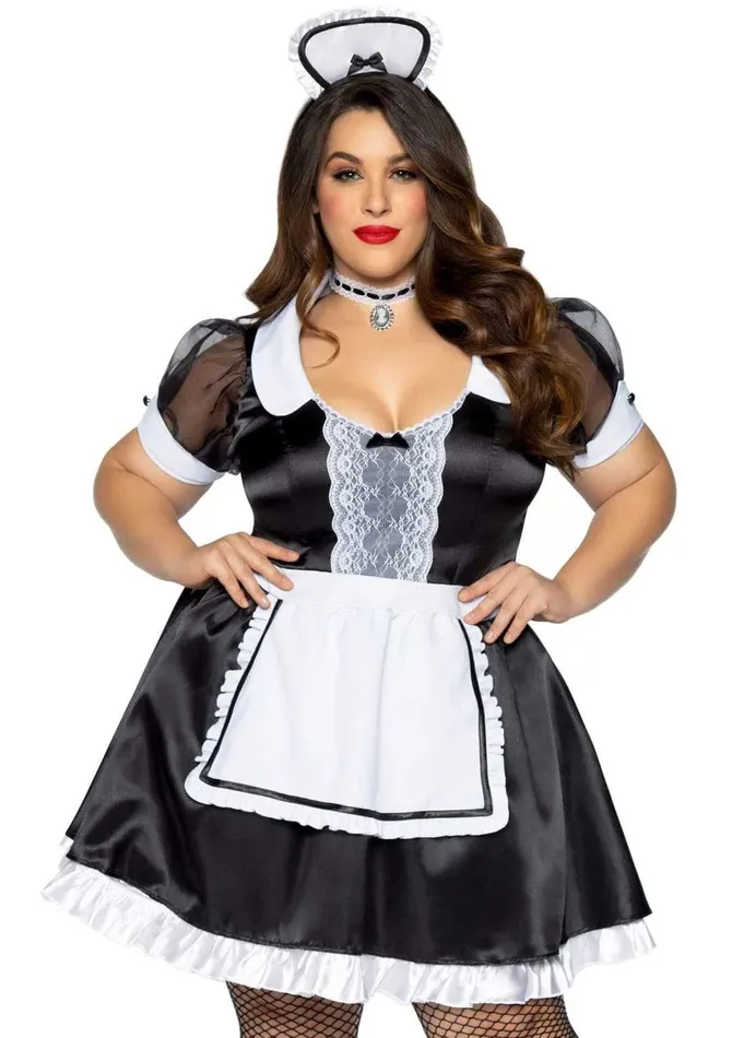 Anal | Plus Classic French Maid Costume - 3x/4x - Black / White - Leg Avenue