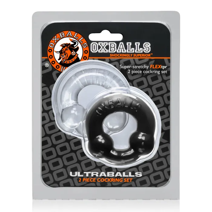 Anal | Ultraballs 2- Piece Cockring Set - Black & Clear - Oxballs