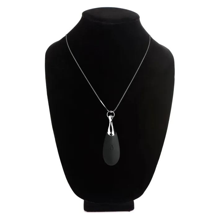 Anal XR Brands Charmed 10x Vibrating Silicone Teardrop Necklace Black