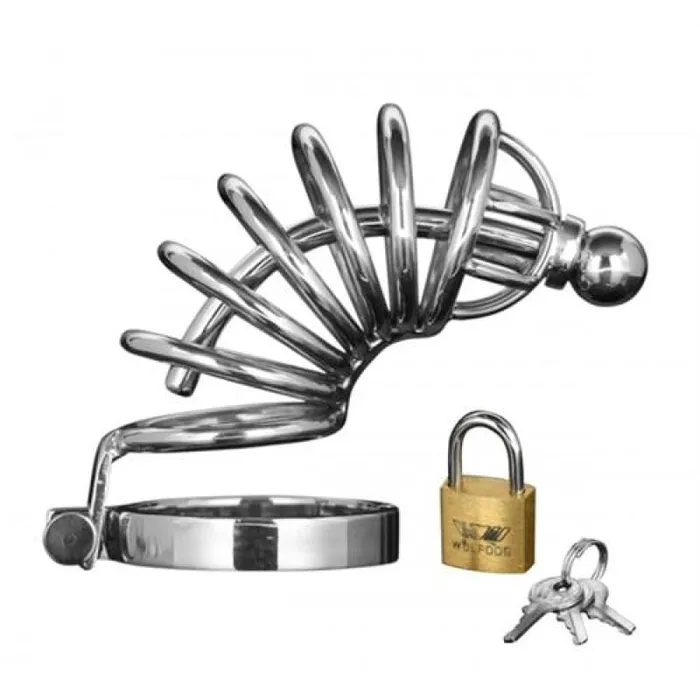 Asylum 4 Ring Locking Chastity Cage Smallmedium XR Brands Master Series Male Sex Toys