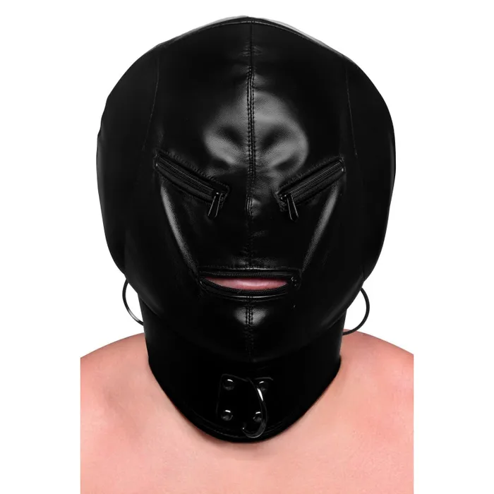 Bondage Hood with Posture Collar Zippers XR Brands Strict Couples