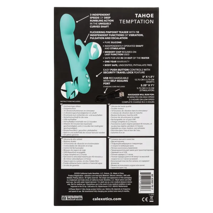 California Dreaming Tahoe Temptation Rabbit Vibrator - Teal | CalExotics Vibrators