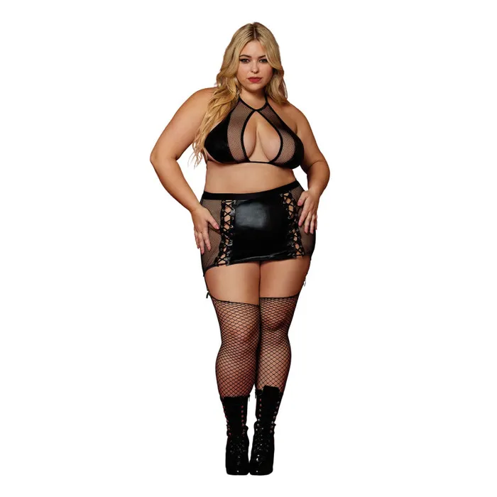 Dreamgirl Anal | Bralett and Garter Skirt - Queen Size - Black