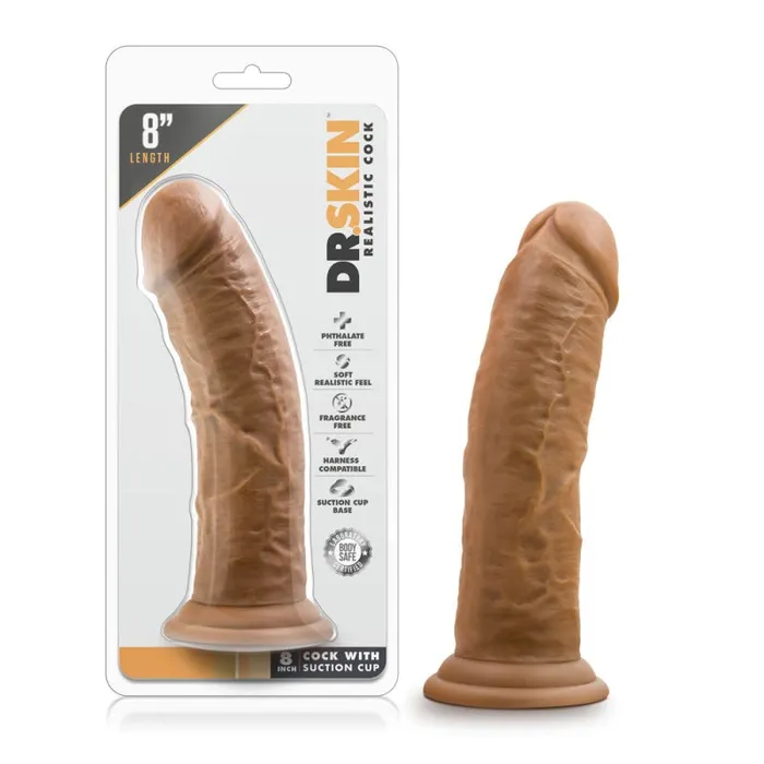 Female Sex Toys | Blush Novelties Dr. Skin - 8 Inch Cock With Suction Cup - Mocha