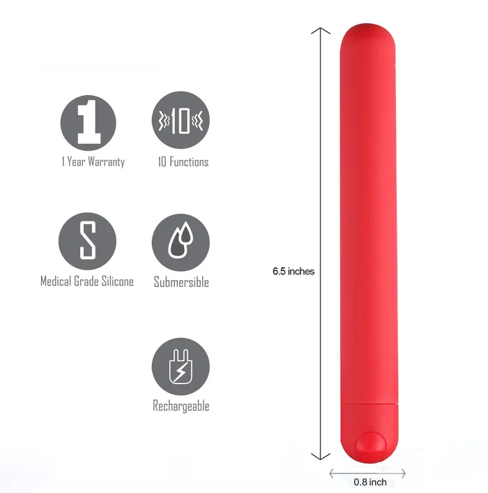 Female Sex Toys | Maia Toys Abbie X-Long Super Charged Bullet Vibrator - Red