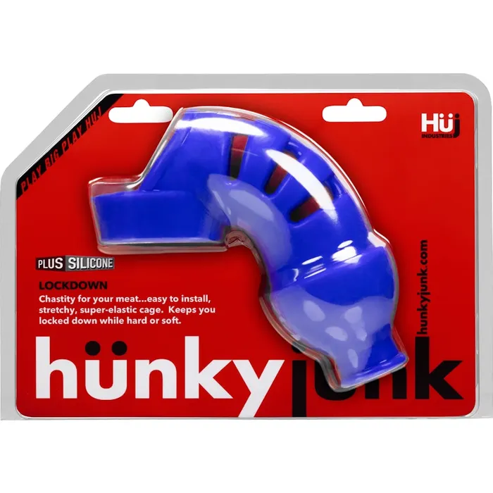 Hunkyjunk Male Sex Toys | LOCKDOWN Cage Chastity by Hunkyjunk Cobalt