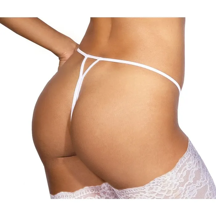 Lace Open Front G-String White | Axami Lingerie Couples