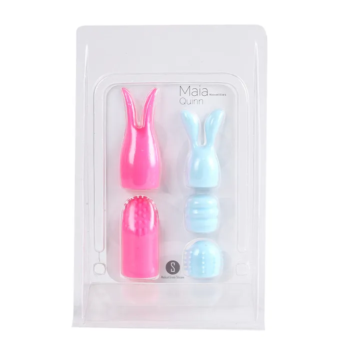 Maia Toys Vibrators Quinn 5 Piece Silicone Attachments Pinkblue