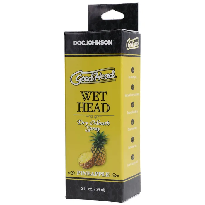 Male Sex Toys | Doc Johnson Goodhead - Wet Head - Dry Mouth Spray - Pineapple  - 2 Fl. Oz.