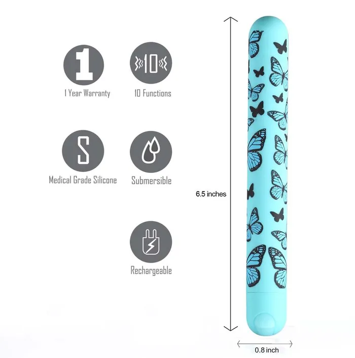 Monarch Butterfly Pattern Long Rechargeable Massager Bullet Maia Toys Female Sex Toys