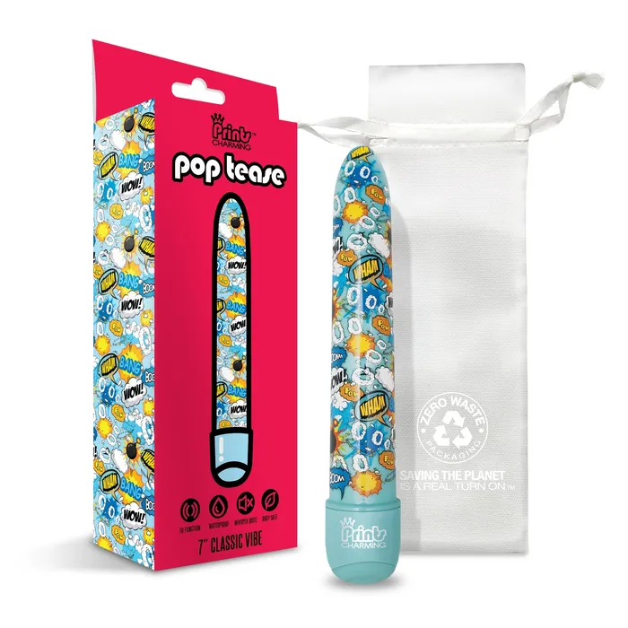 Prints Charming Pop Tease 7 Inch Classic Vibrator Wham - Blue | Global Novelties Vibrators