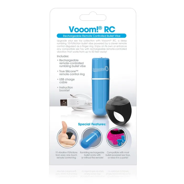 Screaming O Charged Vooom Remote Control Bullet Blue Female Sex Toys