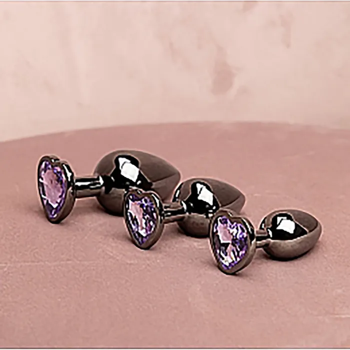 Shots Anal | Shots Ouch! Heart Gem Butt Plug Small - Gunmetal/Amethyst