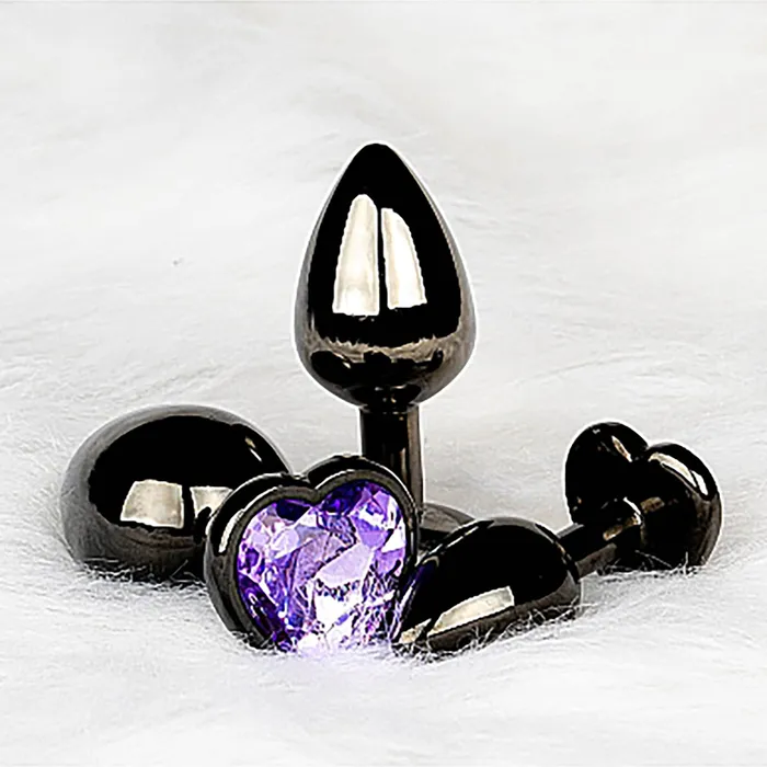 Shots Anal | Shots Ouch! Heart Gem Butt Plug Small - Gunmetal/Amethyst