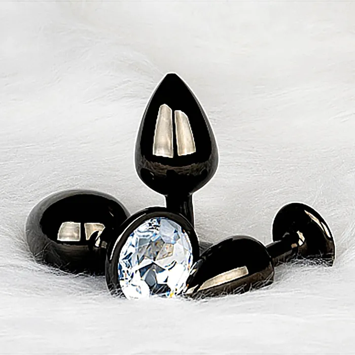 Shots Anal | Shots Ouch! Round Gem Butt Plug Large - Gunmetal/Diamond