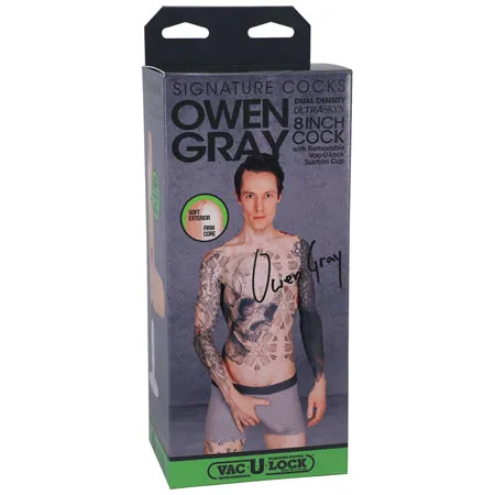 Signature Cocks Owen Gray ULTRASKYN 8 in Dual Density Dildo with Removable VacULock Suction Cup Beige dj Dildos