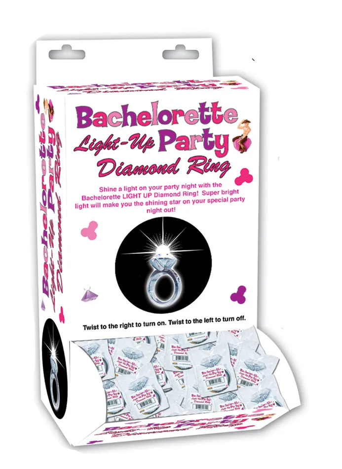 Summer Sale Male Sex Toys Bachelorette Light Up Party Diamond Ring 24 Piece Display