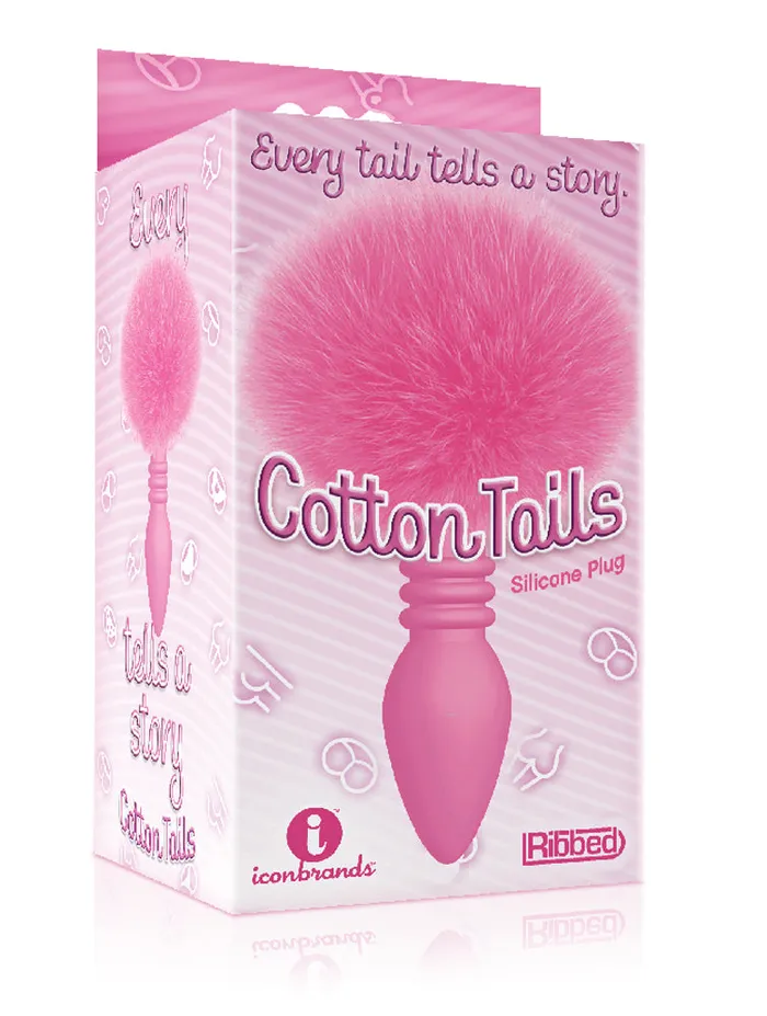 The 9s Cottontails Silicone Bunny Tail Butt Plug Ribbed Pink Icon Brands Anal