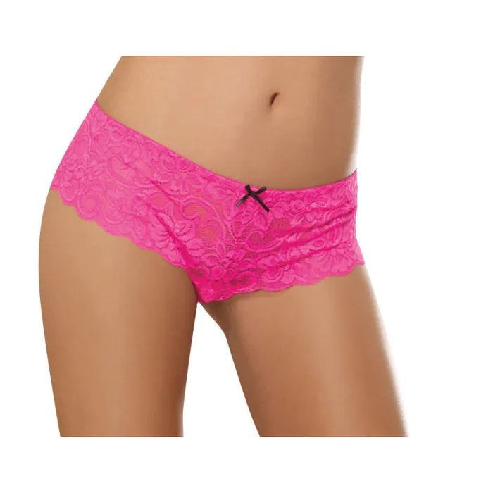 Vibrators Dreamgirl Open Crotch Lace Boy Short 3x4x Hot Pink