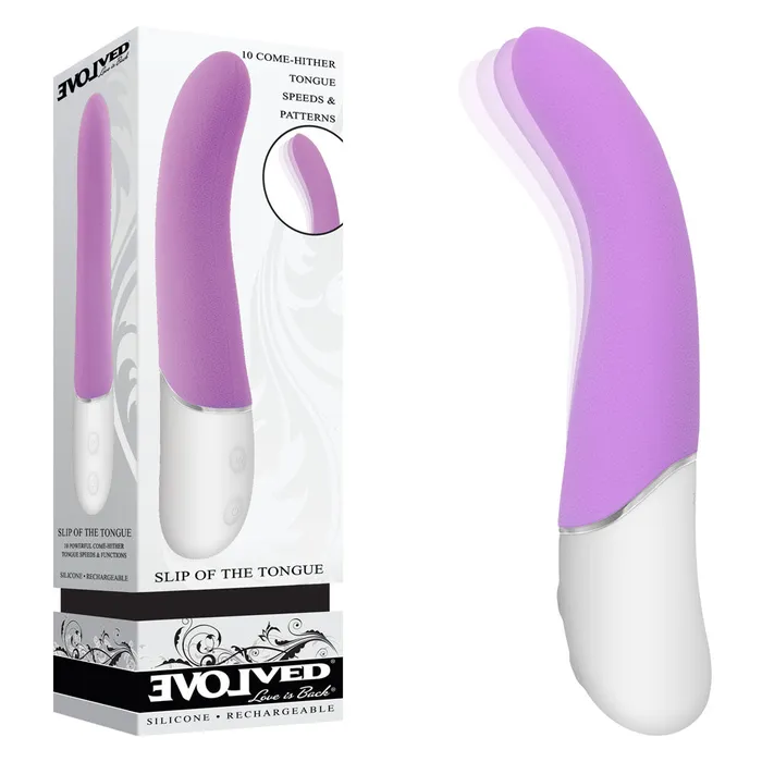 Vibrators Evolved Evolved SLIP OF THE TONGUE Purple 211 cm USB Rechargeable Flicking Tongue Vibrator