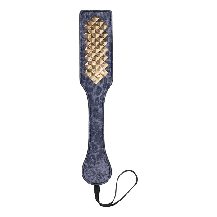 Vibrators Sportsheets Sex Mischief Cougar Studded Paddle Navy Blue Paddle with Gold Studs