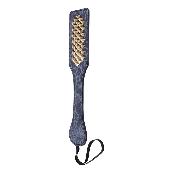 Vibrators | Sportsheets Sex & Mischief Cougar Studded Paddle - Navy Blue Paddle with Gold Studs