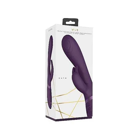 Vibrators VIVE CATO Rechargeable PulseWave Silicone Rabbit Vibrator Purple Shots America