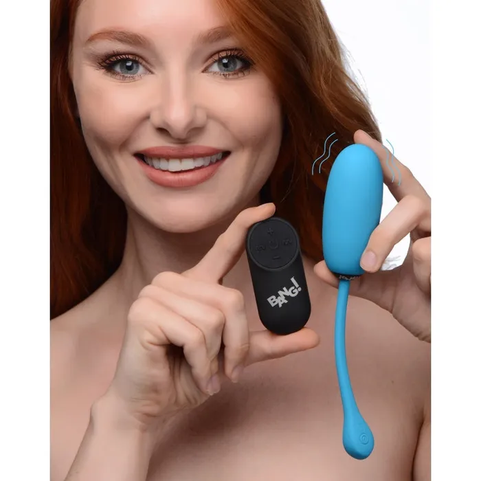 Vibrators | Xr Brands Bang 28x Plush Egg and Remote - Blue