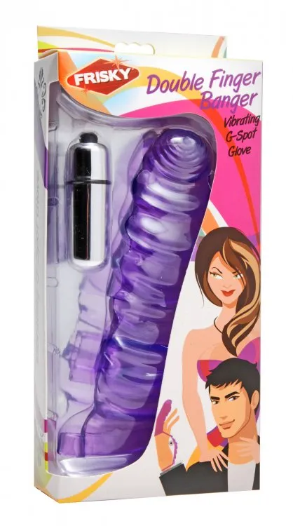 XR Brands Female Sex Toys | Frisky Double Finger Banger Vibrating G-Spot Vibrator Glove