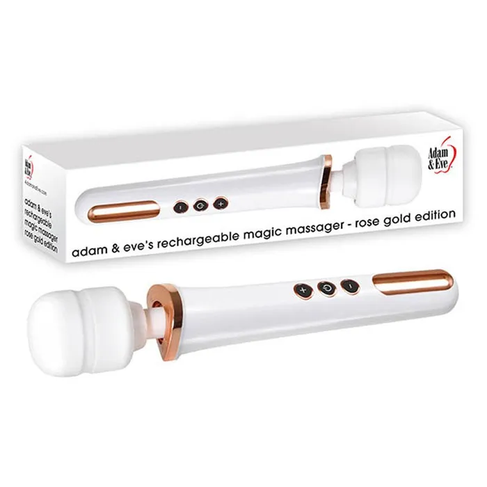 Adam Eve Rechargeable Magic Massager Rose GoldWhite 33 cm Wand Adam Eve Female Sex Toys