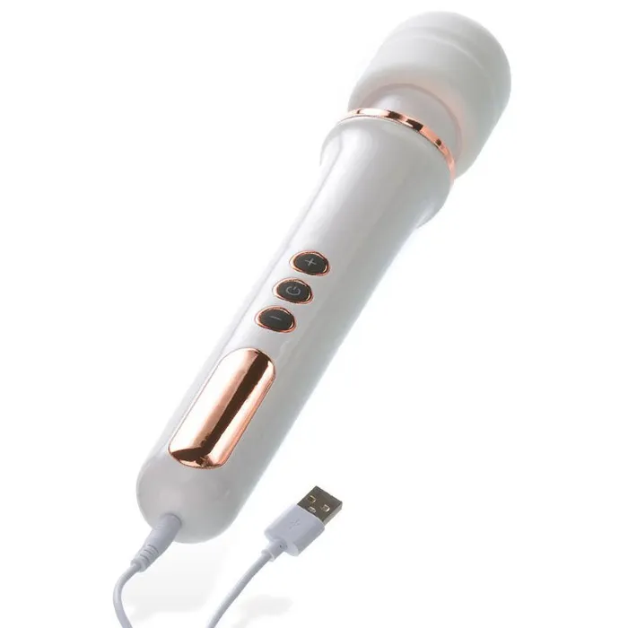 Adam Eve Rechargeable Magic Massager Rose GoldWhite 33 cm Wand Adam Eve Female Sex Toys