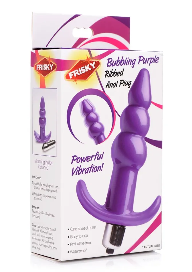 Anal Frisky Frisky Bubbling Purple Ribbed Anal Plug