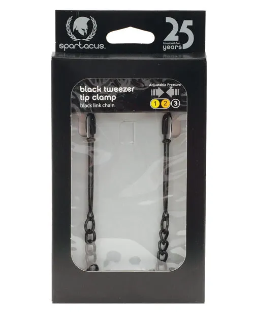 Anal Spartacus Spartacus Adjustable Black Tweezer Nipple Clamps wChain