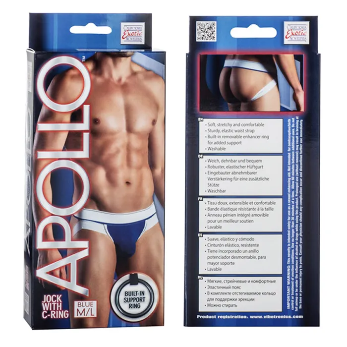 Apollo Male Sex Toys California Exotic Apollo Jock with CRing ML Blue