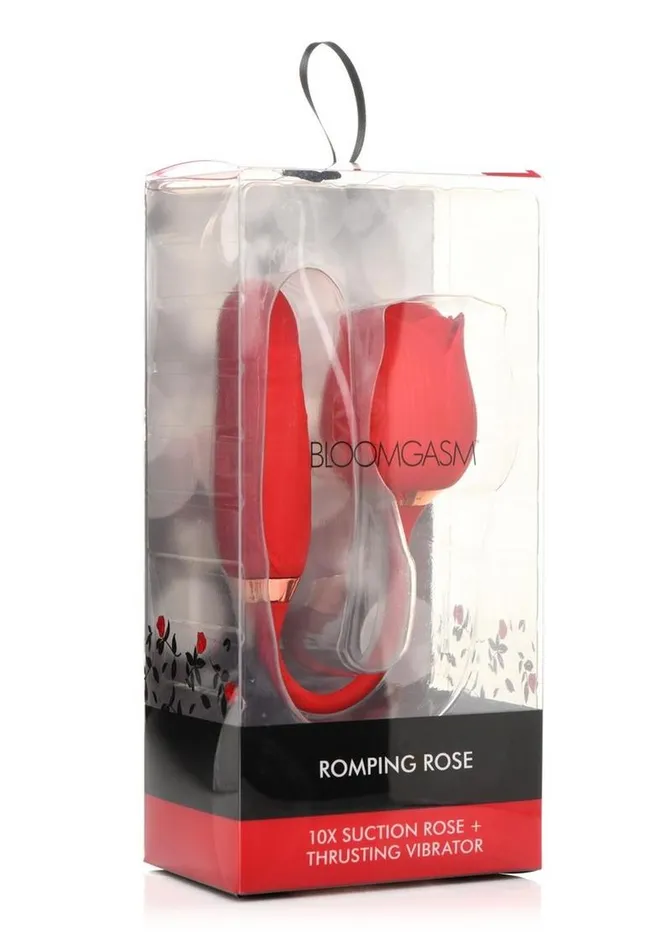 Bloomgasm Vibrators Bloomgasm Romping Rose 10x Rechargeable Silicone Suction Rose and Thrusting Vibrator