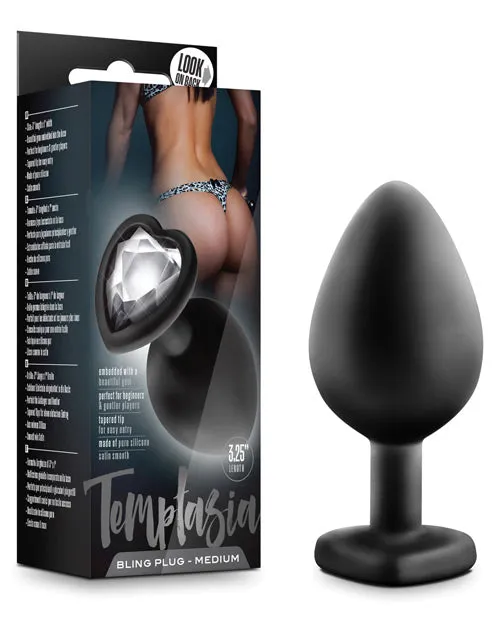 Blush Temptasia Bling Plug Medium Black Blush Novelties Anal