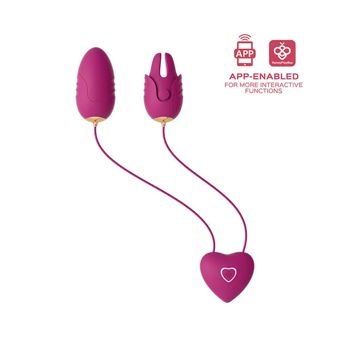 Couples Cupid App Controlled 2in1 Nipple Clamps Dual Egg Vibrators Honey Play Box