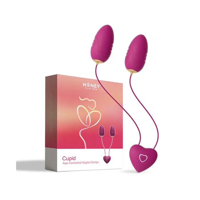 Couples Cupid App Controlled 2in1 Nipple Clamps Dual Egg Vibrators Honey Play Box