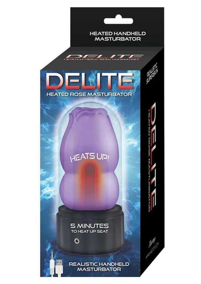 Delite Heated Rose Rechargeable Masturbator Delite Male Sex Toys